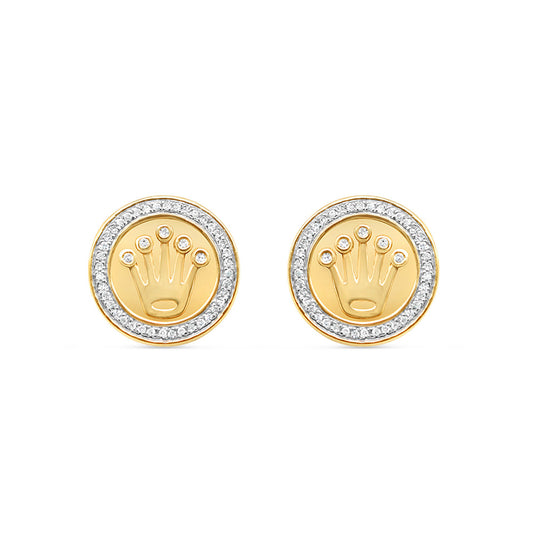 10K Yellow Gold | Diamond Rolex Earrings | 0.30CTW | 14MM
