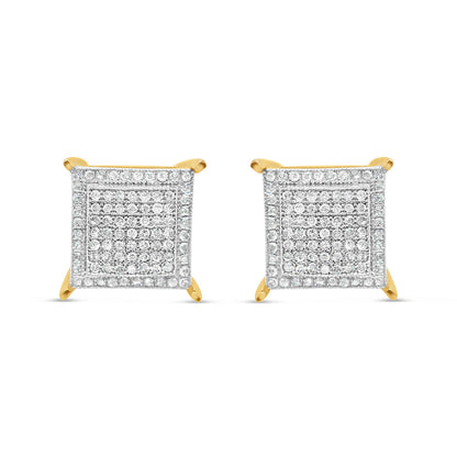 10K Yellow Gold | Diamonds Square Box Earrings | 0.55CTW | 10.33MM