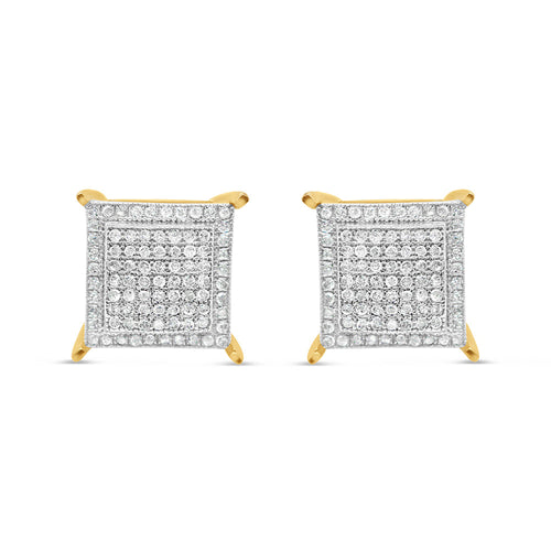 10K Yellow Gold | Diamonds Square Box Earrings | 0.55CTW | 10.33MM
