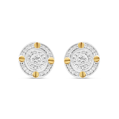 10K Yellow Gold | Diamonds Round Pyramid Earrings | 0.28CTW | 9.63MM