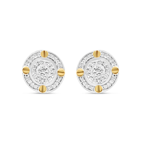 10K Yellow Gold | Diamonds Round Pyramid Earrings | 0.28CTW | 9.63MM