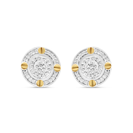 10K Yellow Gold | Diamonds Round Pyramid Earrings | 0.28CTW | 9.63MM