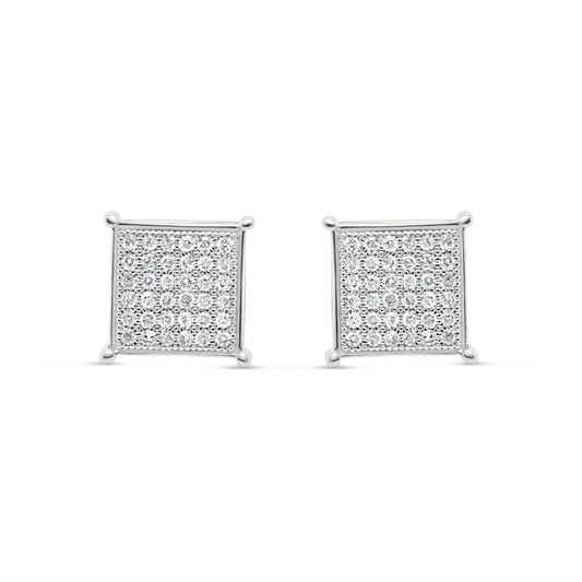 10K Yellow Gold | Diamond Square Earrings | 0.33CTW | 8.22MM