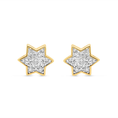 10K Yellow Gold | Diamond Star Earrings | 0.09CTW | 6.27MM