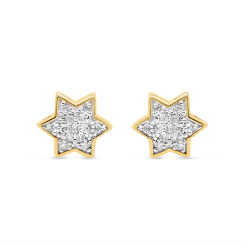 10K Yellow Gold | Diamond Star Earrings | 0.09CTW | 6.27MM