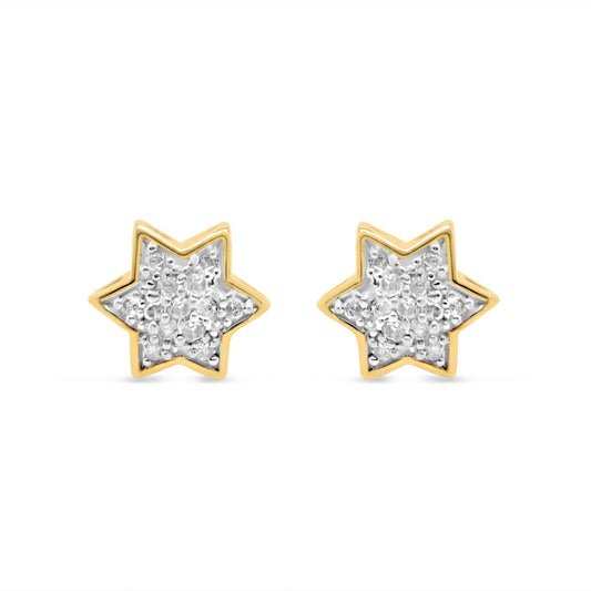 10K Yellow Gold | Diamond Star Earrings | 0.09CTW | 6.27MM