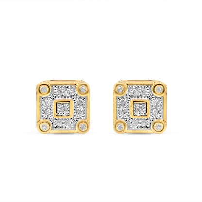 10K Yellow Gold | Diamond Square Earrings | 0.09CTW | 6.66MM