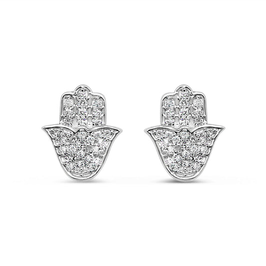 10K Yellow Gold | Diamond Hamsa Earrings | 0.20CTW | 8.84MM