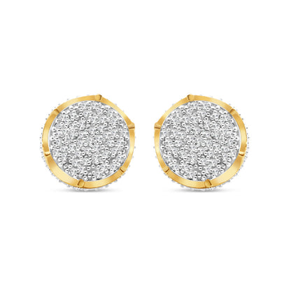 10k Gold Diamond 3-D Round Earrings 10.5mm 0.66 CTW