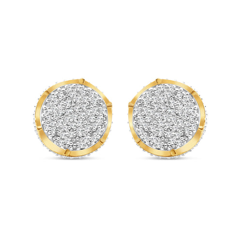 10k Gold Diamond 3-D Round Earrings 10.5mm 0.66 CTW