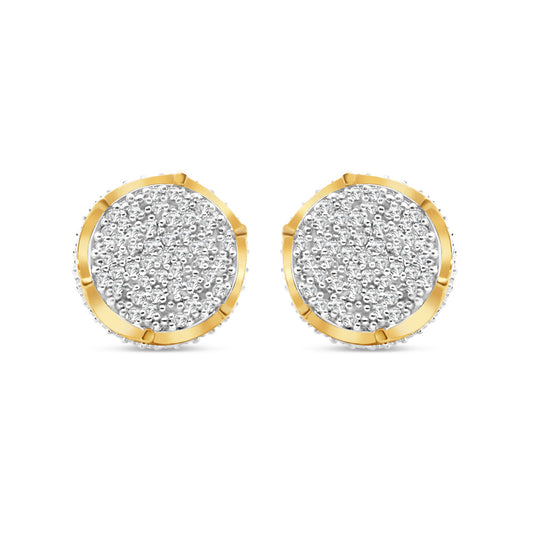 10k Gold Diamond 3-D Round Earrings 10.5mm 0.66 CTW