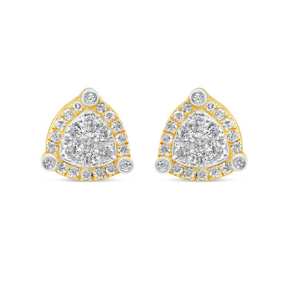 14k Gold Diamond Triangle  Earrings 9.5mm 0.66 CTW
