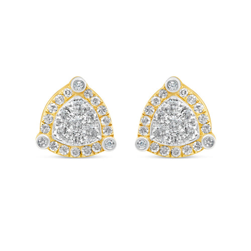 14k Gold Diamond Triangle  Earrings 9.5mm 0.66 CTW