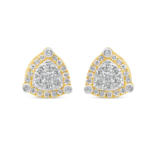 14k Gold Diamond Triangle  Earrings 9.5mm 0.66 CTW