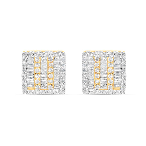 10k Gold Baguette Diamond Square Earrings 9mm .66CTW