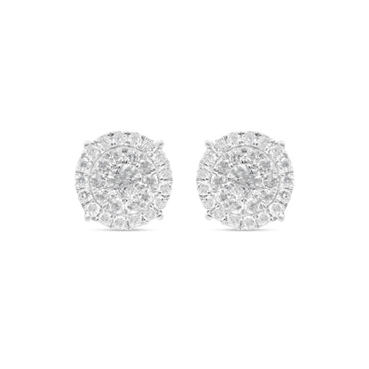 14k Gold Diamond Round Earrings 11mm 1.50CTW