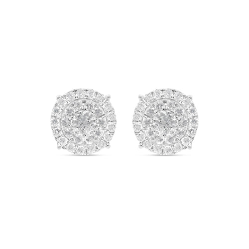 14k Gold Diamond Round Earrings 11mm 1.50CTW