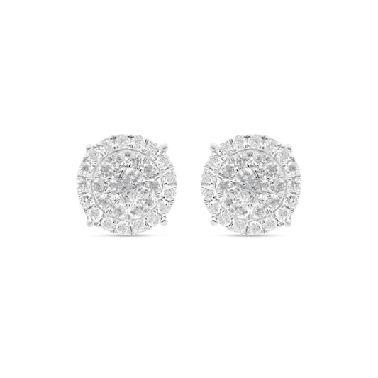 14k Gold Diamond Round Earrings 11mm 1.50CTW