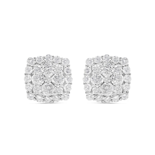 14k Gold Diamond Square Earrings 10mm 2.00CTW