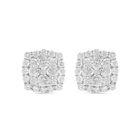 14k Gold Diamond Square Earrings 10mm 2.00CTW