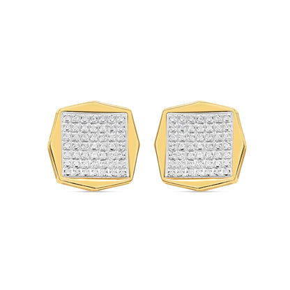 10k Gold Diamond Square Earrings 13mm 0.35CTW