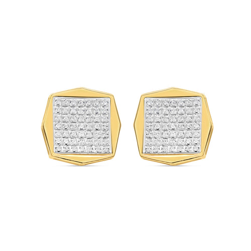 10k Gold Diamond Square Earrings 13mm 0.35CTW
