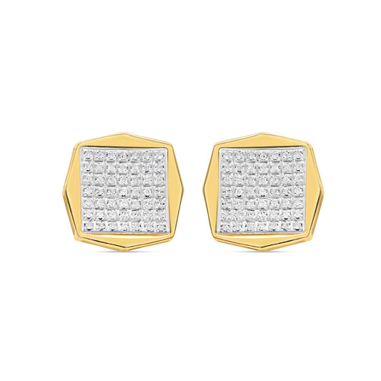 10k Gold Diamond Square Earrings 13mm 0.35CTW