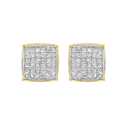 10k Gold Diamond 3-D Square  Earrings 8mm 0.46CTW