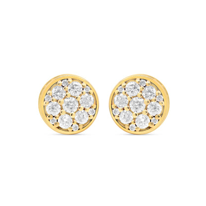 14k Gold Diamond 3-D Round Earrings 9mm 1.00CTW