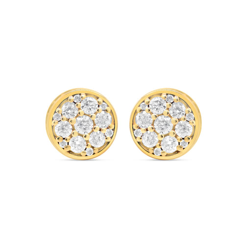 14k Gold Diamond 3-D Round Earrings 9mm 1.00CTW