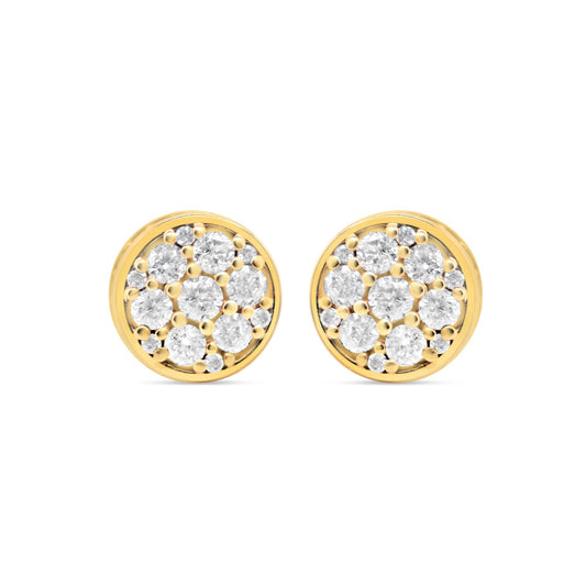 14k Gold Diamond 3-D Round Earrings 9mm 1.00CTW