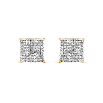10k Gold Diamond Square Earrings 9mm .33CTW