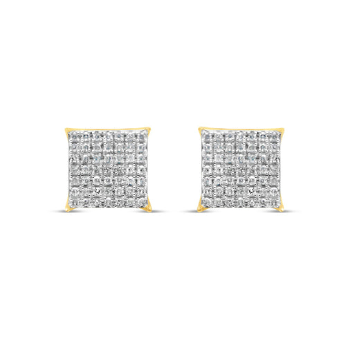 10k Gold Diamond Square Earrings 9mm .33CTW