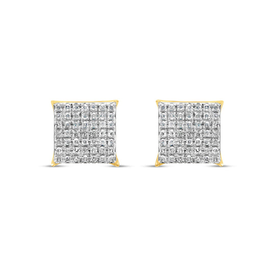 10k Gold Diamond Square Earrings 9mm .33CTW