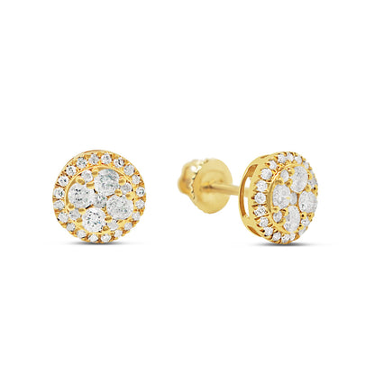14k Gold Diamond Round Earrings 7.5mm .55CTW