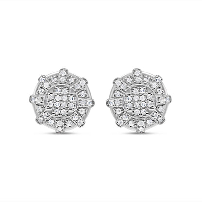 10k Gold Diamond Round Earrings 9.5mm .15CTW