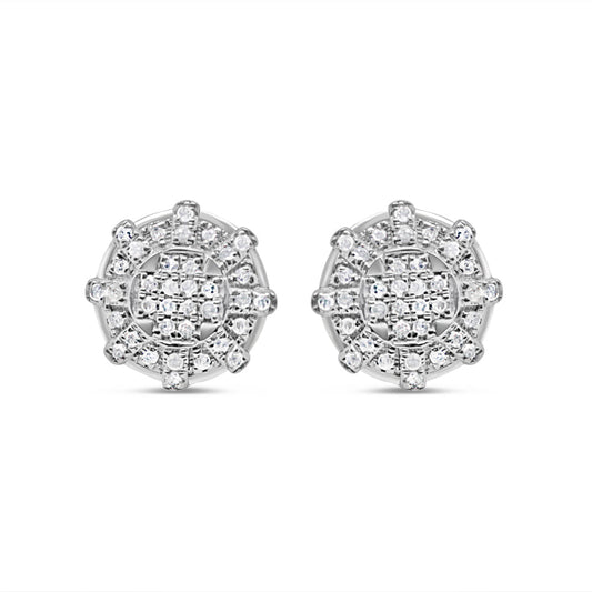 10k Gold Diamond Round Earrings 9.5mm .15CTW