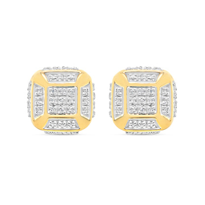 10k Gold Diamond 3-D Square Earrings 5mm .25CTW