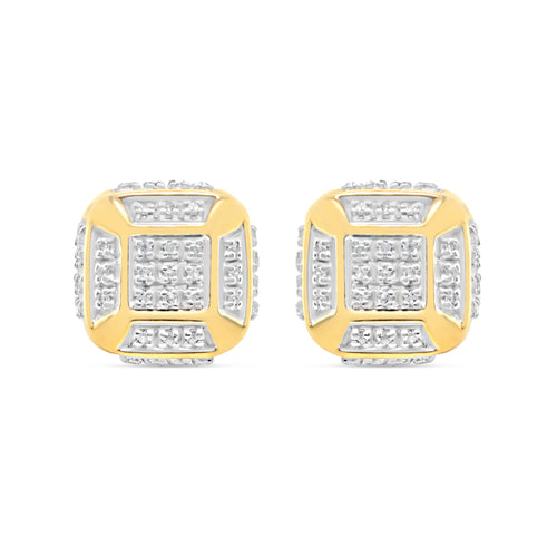 10k Gold Diamond 3-D Square Earrings 5mm .25CTW