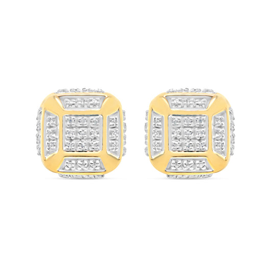 10k Gold Diamond 3-D Square Earrings 5mm .25CTW