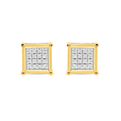 10k Gold Diamond Square Earrings 9mm .25CTW