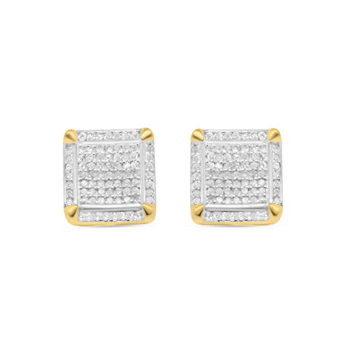 10k Gold Diamond Square Earrings 10mm .58CTW