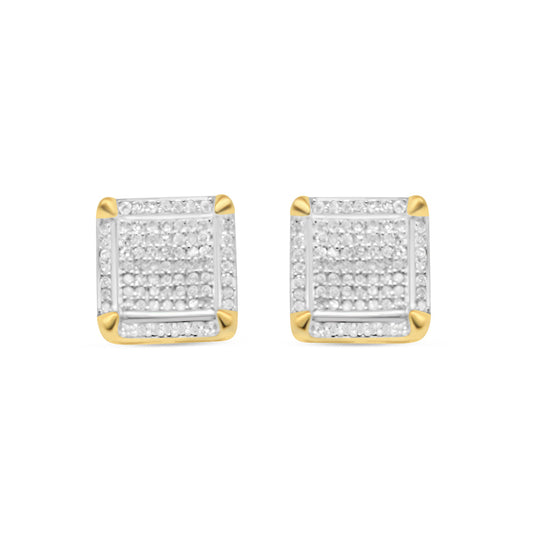 10k Gold Diamond Square Earrings 10mm .58CTW