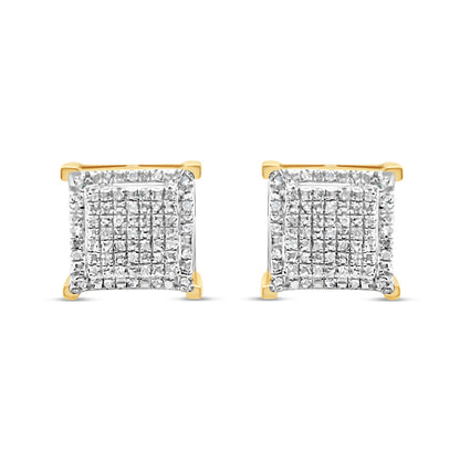 10k Gold Diamond Square Earrings 9mm .23CTW