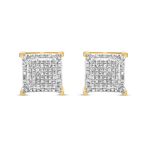 10k Gold Diamond Square Earrings 9mm .23CTW