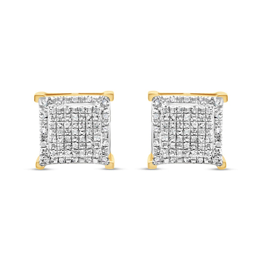 10k Gold Diamond Square Earrings 9mm .23CTW