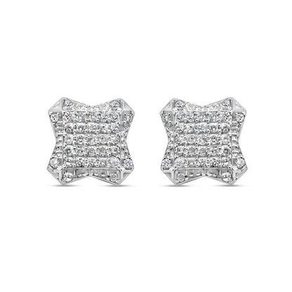 10k Gold Diamond Square Earrings 9mm .21CTW