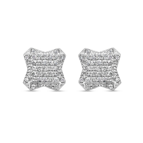 10k Gold Diamond Square Earrings 9mm .21CTW