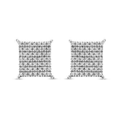 10k Gold Diamond Square Earrings 11mm .31CTW