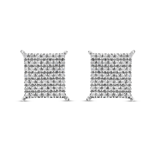 10k Gold Diamond Square Earrings 11mm .31CTW